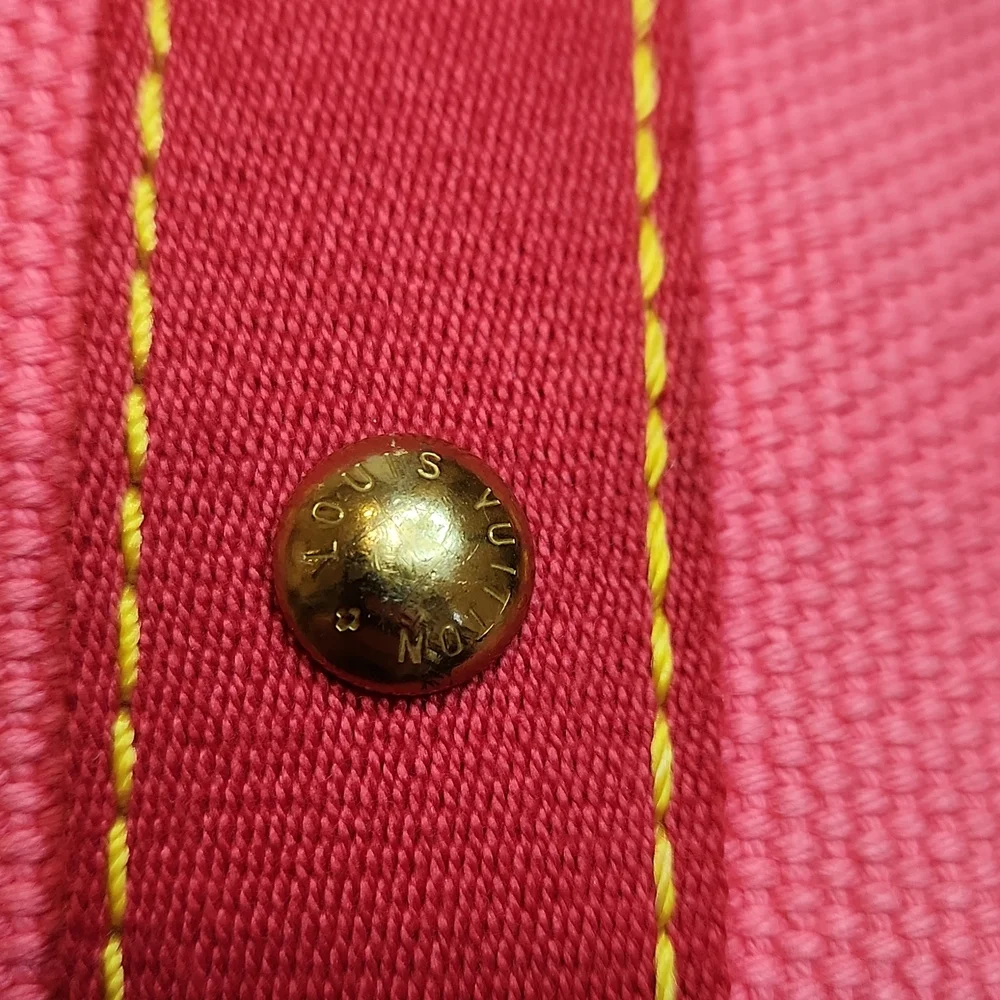 Louis Vuitton Pink Canvas Tote with Gold Hardware